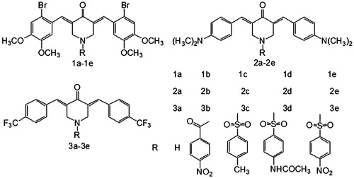Figure 1. The structures of 3,5-bis(benzylidene)-4-piperidones synthesized are shown.