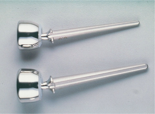 Figure 1. The Judet CRF II bipolar radial head prosthesis.Head and stem sizes are interchangeable.