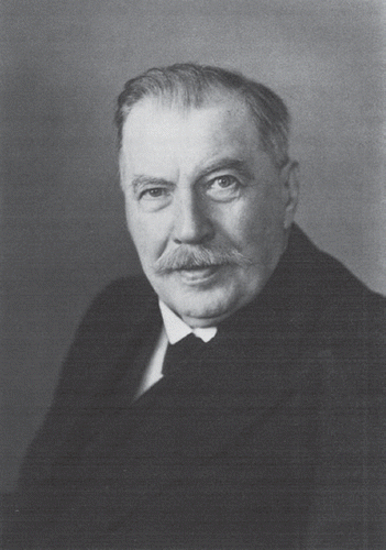 Figure 2. Photographic portrait of Professor Alfred Nissle MD (1874–1965), discoverer of the antagonistic action of certain commensal E. coli strains against enteropathogens. In 1917, Alfred Nissle isolated the specific E. coli strain, now called E. coli Nissle 1917 (EcN), from the feces of a healthy young man (Citation48,Citation49). Photograph courtesy of Alfred-Nissle-Gesellschaft, Hagen, Germany.
