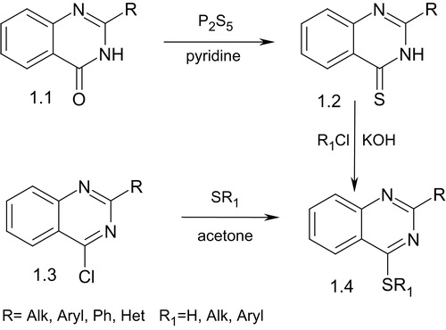 Scheme 1. Synthesis of 2-R-quinazolin-4(3H)-thiones and their derivatives.