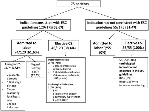 Figure 1 Population study according to the consistency of mode of delivery with ESC Guidelines
