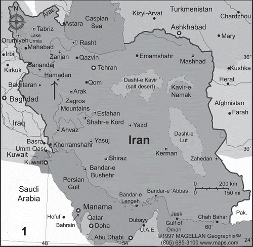 Figure 1.  The map of Iran that showed the location of sampling site (Hamedan province). Arrow showed the location of Hamedan province.
