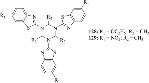 Figure 30.  Chemical structure of 2,4,6-substituted-1,3,5-tris(benzo-thiazolyl)hexahydro-1,3,5-triazine.