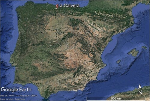 Figure 1. Localisation of La Calvera rock-shelter in the Iberian Peninsula.