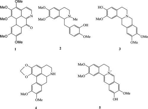 Figure 1 Alkaloids isolated from X. championii..