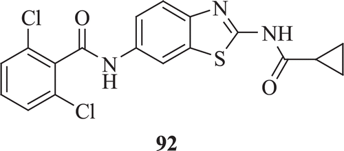 Figure 21.  Chemical structure of 2,6-dichloro-N-[2-(cyclopropanecarbonylamino) benzothiazole-6-yl]benzamides.