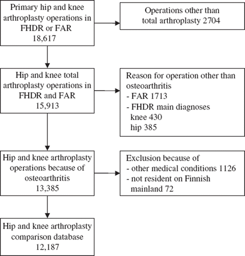 Figure 1. Flow chart for the PERFECT hip arthroplasty databases in 2005.