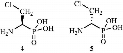 Figure 4. Enantiomers of β-chloroalanine as Alr inhibitor 4 and 5.