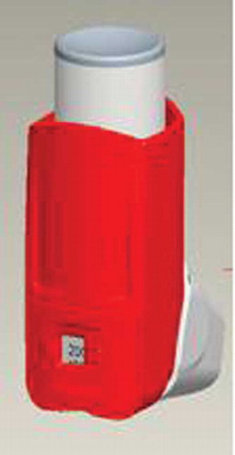 Figure 2.— Integrated dose counter on a metered-dose inhaler. Shown here is a ProAir® metered-dose inhaler (manufactured by Teva Pharmaceutical Industries, Ltd., Horsham, PA).