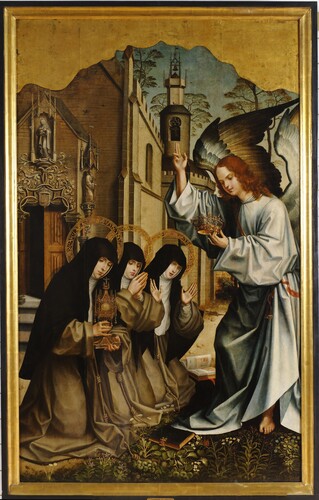 Figure 4. Apparition of an Angel to Saint Claire, Saint Agnes and Saint Colette, attributed to Jorge Afonso, c. 1517–1530. Photo: Museu de Setúbal/Convento de Jesus.