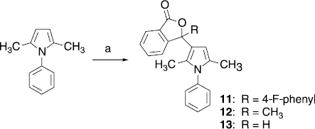 Scheme 2 (a) 11: 7, SnCl4, 1,2-dichlororethane, 50°C; 12: 2-acetylbenzoic acid, 120–140°C; 13: 2-formylbenzoic acid, toluene, reflux.