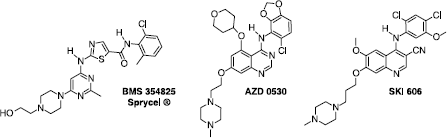 Figure 1 Structure of the three most advanced Src inhibitors.