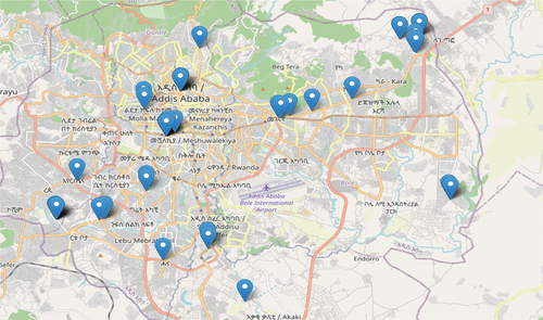 Figure 17. Optimal EV charging point locations in the map of Addis Ababa.