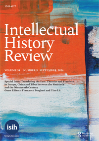 Cover image for Intellectual History Review, Volume 34, Issue 3