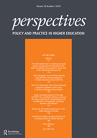 Cover image for Perspectives: Policy and Practice in Higher Education, Volume 28, Issue 3
