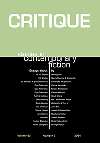 Cover image for Critique: Studies in Contemporary Fiction, Volume 65, Issue 3