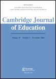 Cover image for Cambridge Journal of Education, Volume 32, Issue 2, 2002