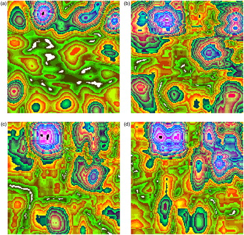 Figure 4. Filtering result of PCA second principal component (a) c = 0, d = 0, (b) c = 1, d = 1, (c) c = 2, d = 2, and (d) c = 3, d = 3.