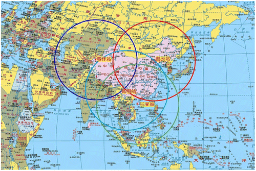 Figure 7. Locations of Miyun (Beijing), Kashi, Sanya, and Kunming Satellite Receiving Stations (RADI).