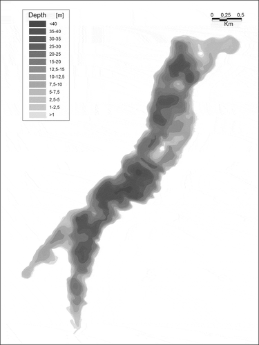 Figure 3. Bathymetric map of Lake Raduńskie Górne.