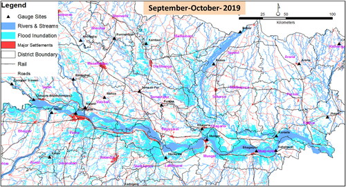Figure 8. Cumulative spatial extent of flood inundation during September-October, 2019. Source: Author.
