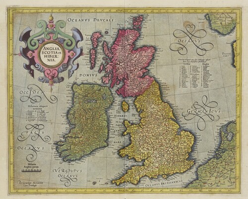 Figure 1. England, Scotland, and Ireland in Gerhard Mercator, Atlas (Amsterdam, 1619). Reproduced by permission of the Master and Fellows of Trinity College, Cambridge.