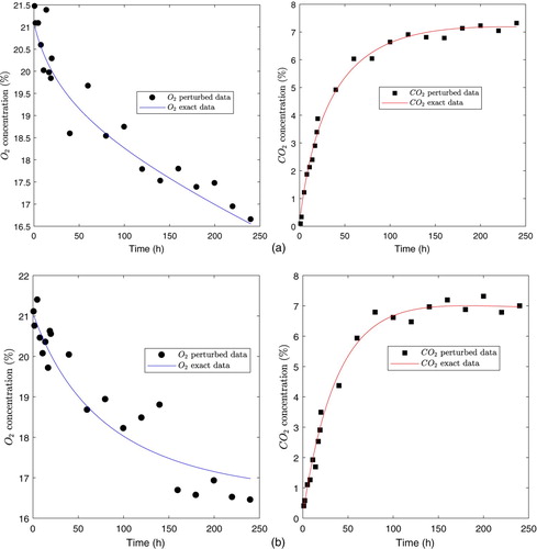 Figure 7. Simulated data obtained from the exponential model. (a) Film PSF530. (b) Film PPCX.