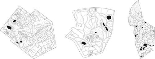 Figure 4. Greenwood Cemetery in New York, Mount Auburn Cemetery in Massachusetts, and Spring Grove Cemetery in Ohio. Image courtesy Samiha Meem.