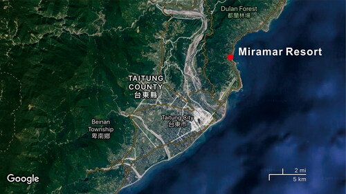 Figure 2. Location of the Miramar Resort in Taitung County.