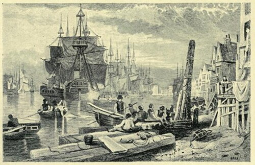Fig. 4 The location of South Shields on the northeast coast made it a centre of maritime trade and industry during the 19th century. Illustration of the Tyneside area taken from Haswell.