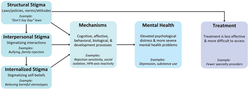 Figure 1. Multilevel model of stigma, its mechanisms, and mental health for stigmatized youth