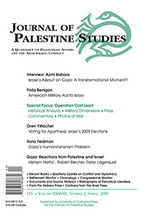 Cover image for Journal of Palestine Studies, Volume 38, Issue 3, 2009