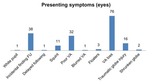 Figure 2 Presenting symptoms of children with rhegmatogenous retinal detachment.