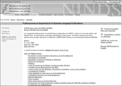 FIGURE 6 National Institutes of Health. National Institute of Neurological Disorders and Stroke <http://www.ninds.nih.gov/disorders/Spanish/index.htm>