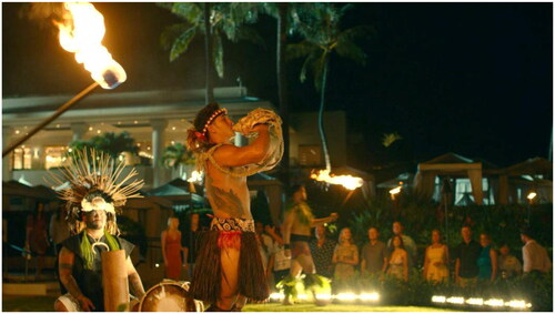 Figure 3. “Traditional Hawaiian entertainment” for touristic consumption in The White Lotus. Copyright: HBO.