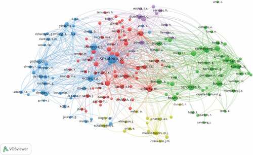 Figure 4. Visual representation of the cited authors’ co-citation network using VOSviewer.