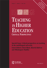 Cover image for Teaching in Higher Education, Volume 27, Issue 4, 2022