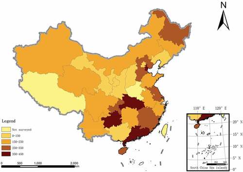 Figure 4. Spatial characteristics of plate waste carbon footprint.