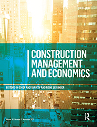Cover image for Construction Management and Economics, Volume 39, Issue 11, 2021