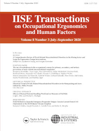 Cover image for IISE Transactions on Occupational Ergonomics and Human Factors, Volume 8, Issue 3, 2020