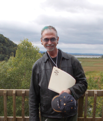 Figure 3. Tom at the 2013 Smith Foray near La Crosse, Wisconsin, with the Mississippi River in the background. Photograph by Hal Burdsall.