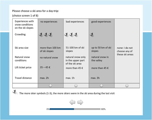 Figure 2. Screenshot of the choice situation in the experiment.