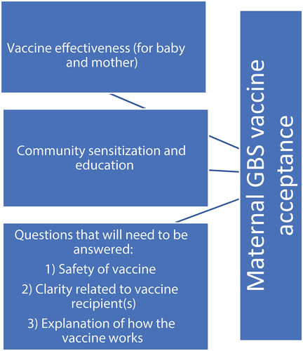 Figure 2. Antecedents and questions for maternal GBS vaccine acceptance.
