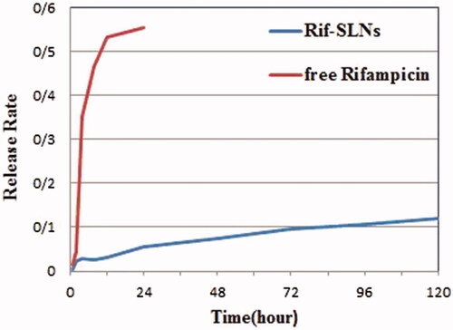 Figure 9. Release test of Rif-SLNs and free Rifampicin.