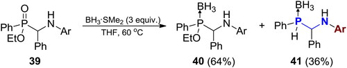 Scheme 24. Reduction of the ethyl phosphinate 39 with BH3·SMe2 (Ar = 4-Br-C6H4).[Citation93]