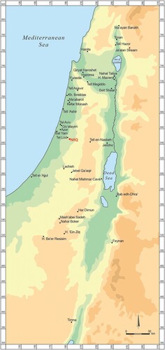 Figure 1 Map of the southern Levant with the location of NRQ and additional sites mentioned in the text.