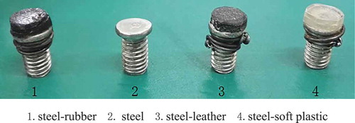 Figure 2. The hammer tips used for the test