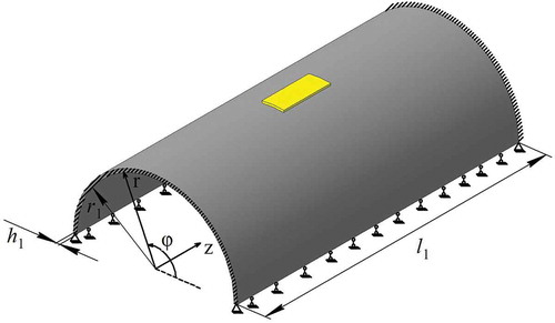 Figure 1. Computation scheme of the shell with the piezoelectric element.