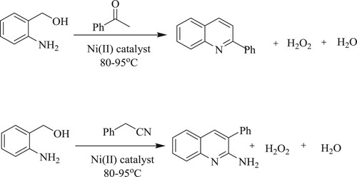 Scheme 79. Dehydrogenative synthesis of quinolines using singlet diradical Ni(II)-catalyst.