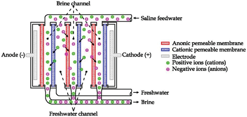 Figure 13. Illustration of the ED desalination technique (Curto et al., Citation2021).